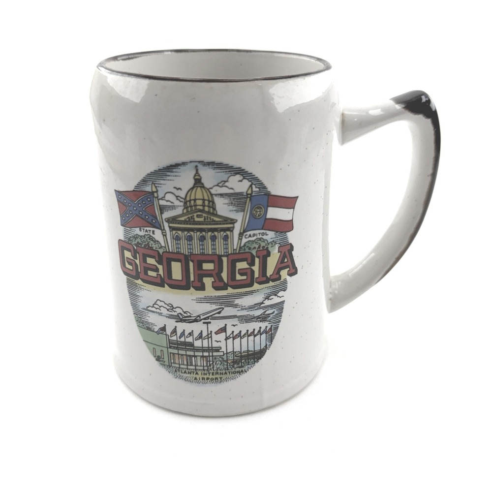 Vintage Georgia State Souvenir Coffee Mug Atlanta Airport Capitol Speckled Stone